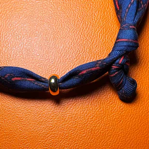 H- Bleu et Rouge Bracelet - Hermes® Silk & 18K plated donut