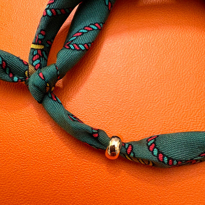 H- VERT Bracelet - Hermes® Silk & 18K plated donut